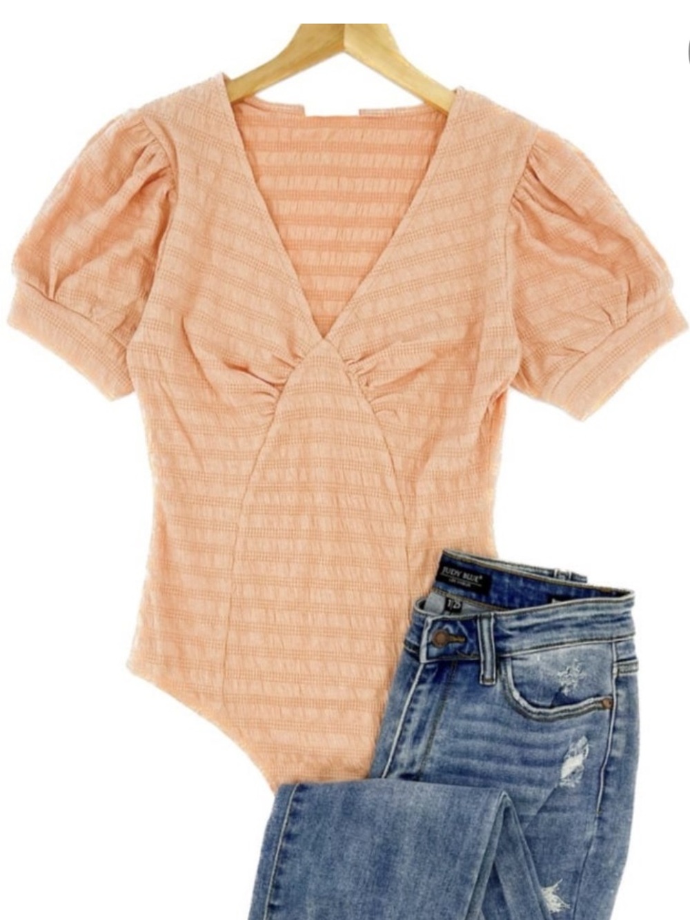 NWT Heyson V-Neck Textured Bodysuit - Bright Orange